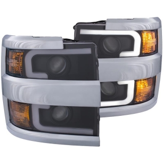 ANZO | Projector Headlights w/ Plank Style Black w/ Amber - CHEVROLET SILVERADO Anzo USA Éclairage