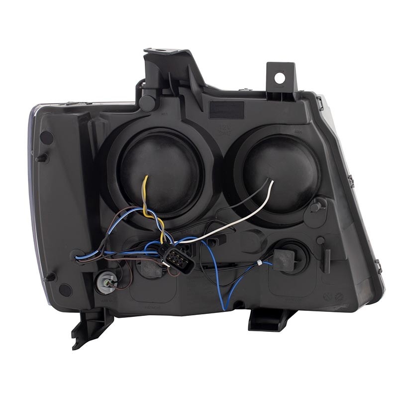 ANZO | Projector Headlights w/ Plank Style Switchback Black w/ Amber Anzo USA Éclairage