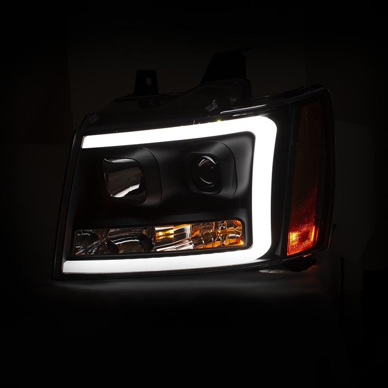 ANZO | Projector Headlights w/ Plank Style Switchback Black w/ Amber Anzo USA Éclairage