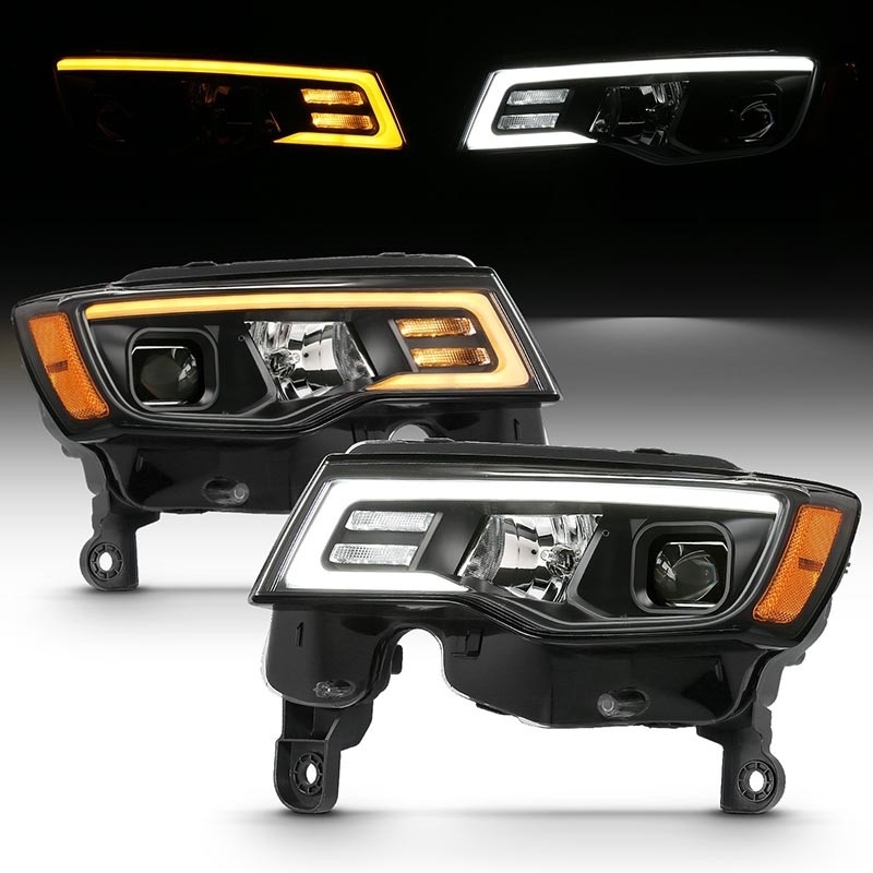 ANZO | Projector Headlights w/ Plank Style Switchback Black w/ Amber Anzo USA Éclairage