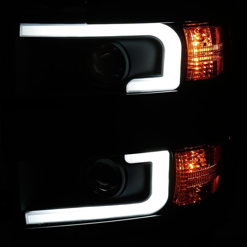 ANZO | Projector Headlights w/ Plank Style Switchback Black w/ Amber Anzo USA Éclairage