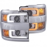 ANZO | Projector Headlights w/ Plank Style Switchback Chrome w/ Amber Anzo USA Éclairage