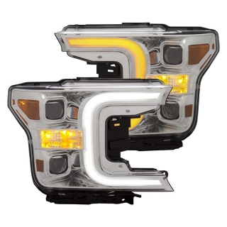 ANZO | Projector Headlights w/ Plank Style Switchback Chrome w/ Amber Anzo USA Éclairage