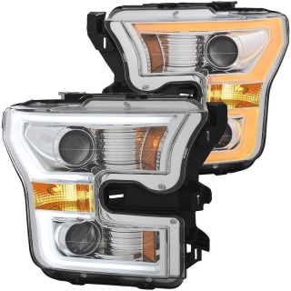 ANZO | Projector Headlights w/ Plank Style Switchback Chrome w/ Amber Anzo USA Éclairage