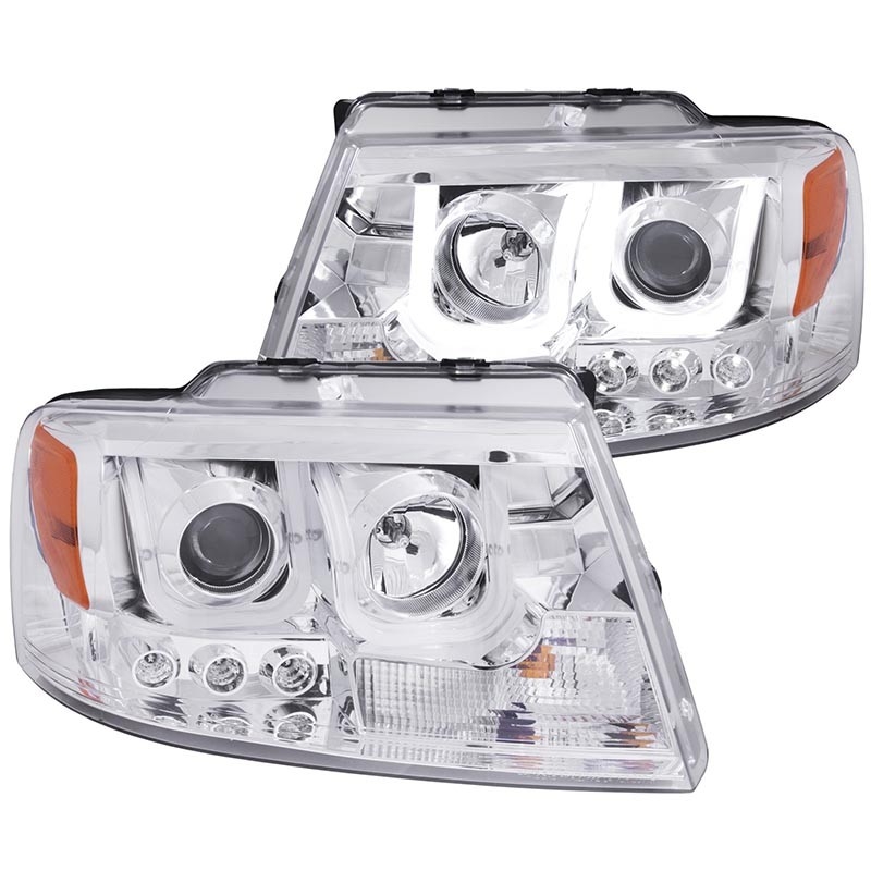 ANZO | Projector Headlights w/ U-Bar Chrome - F-150 / Mark LT 2004-2008 Anzo USA Lighting