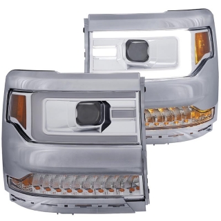 ANZO | Projector Headlights w/ Plank Style Chrome w/ Amber (HID TYPE) (WITHOUT HID KIT) Anzo USA Éclairage