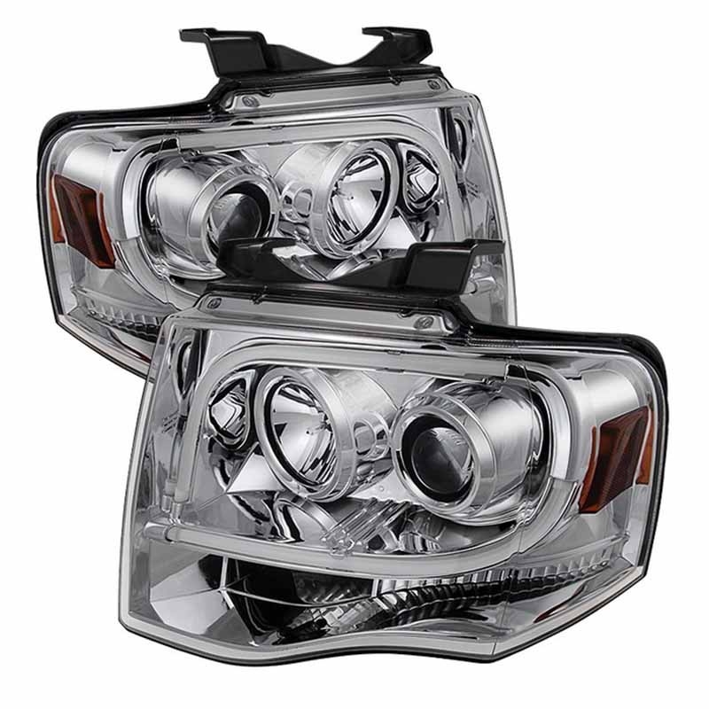 Spyder | Projector Headlights - Light Tube DRL - Chrome SPYDER DRL Bar Headlights