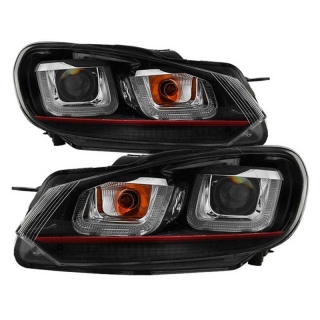 Spyder | Projector Headlights - Dual U DRL - Black SPYDER DRL Bar Headlights
