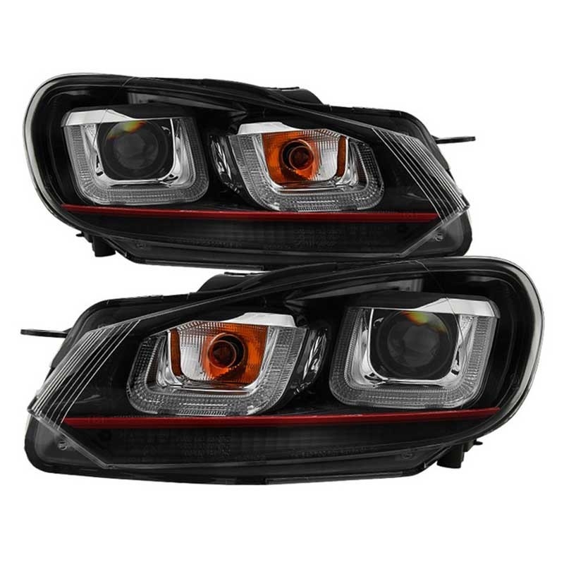 Spyder | Projector Headlights - Dual U DRL - Black SPYDER DRL Bar Headlights