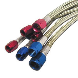 Nitrous Express | 4AN (12IN) STAINLESS STEEL BRAIDED HOSE (RED) Nitrous Express Carburetors