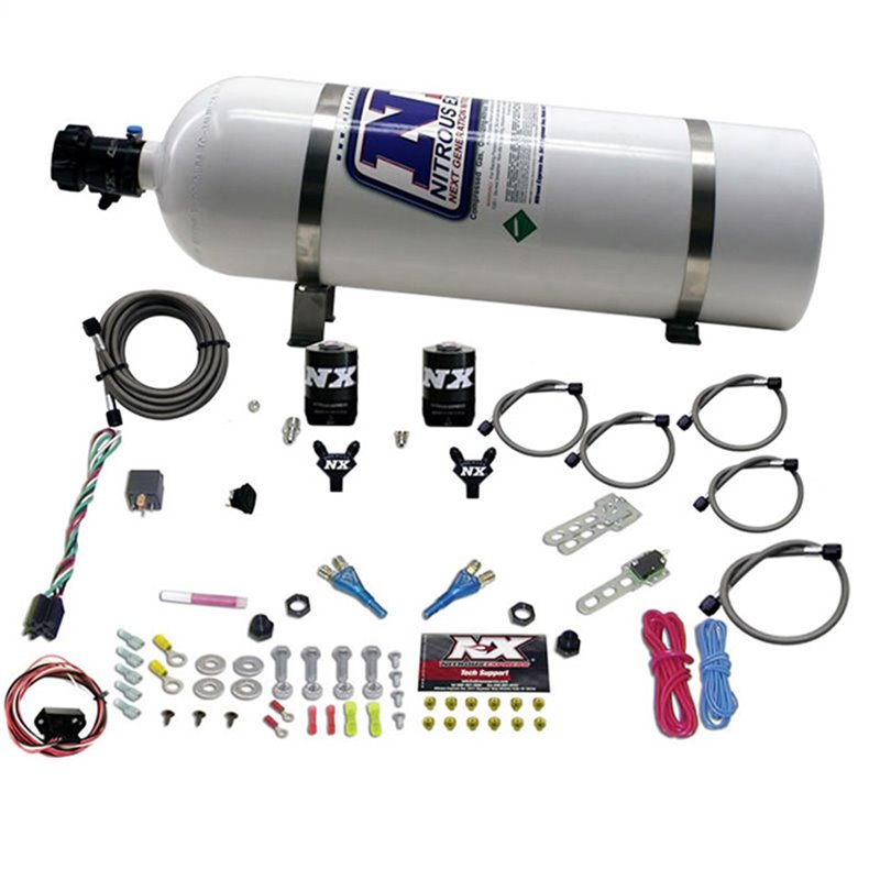 Nitrous Express | DUAL NOZZLE (35-150HP) W/15LB BOTTLE Nitrous Express Système Nitrous Oxide