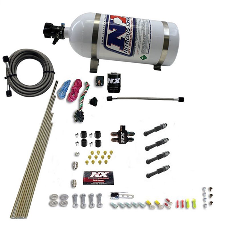 Nitrous Express | DRY DIRECT PORT NITROUS SYSTEM. 4 CYLINDER W/10LB BOTTLE Nitrous Express Système Nitrous Oxide