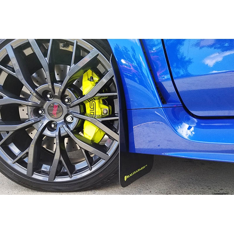 RallyArmor | Mud Flap Caliper Green Logo - WRX / STI 2015-2021 RallyArmor Mud Flaps