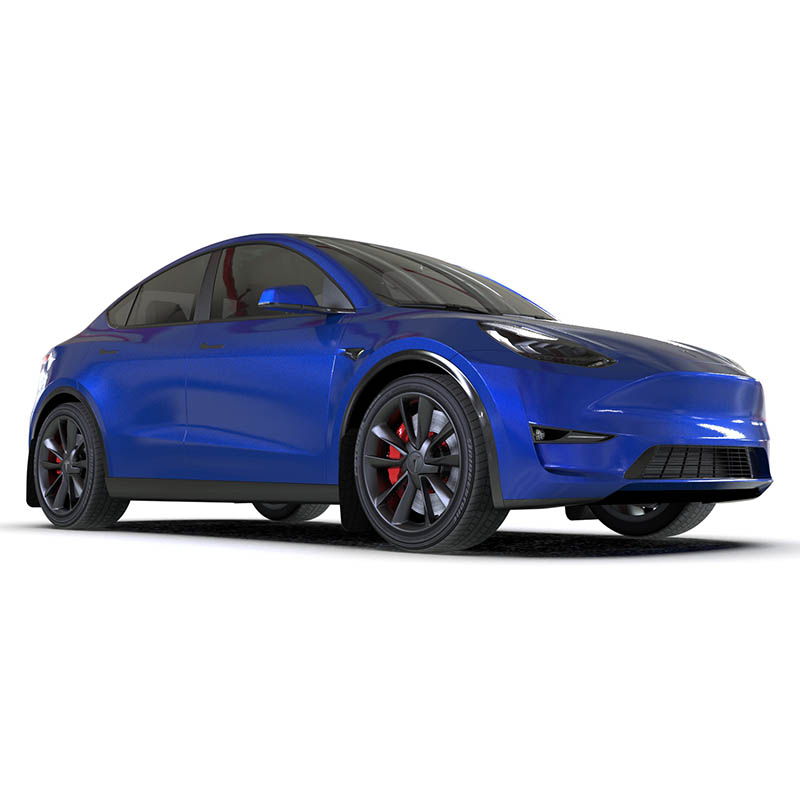 RallyArmor | White UR Mud Flap Black Logo - Tesla Model Y 2020-2025 RallyArmor Mud Flaps