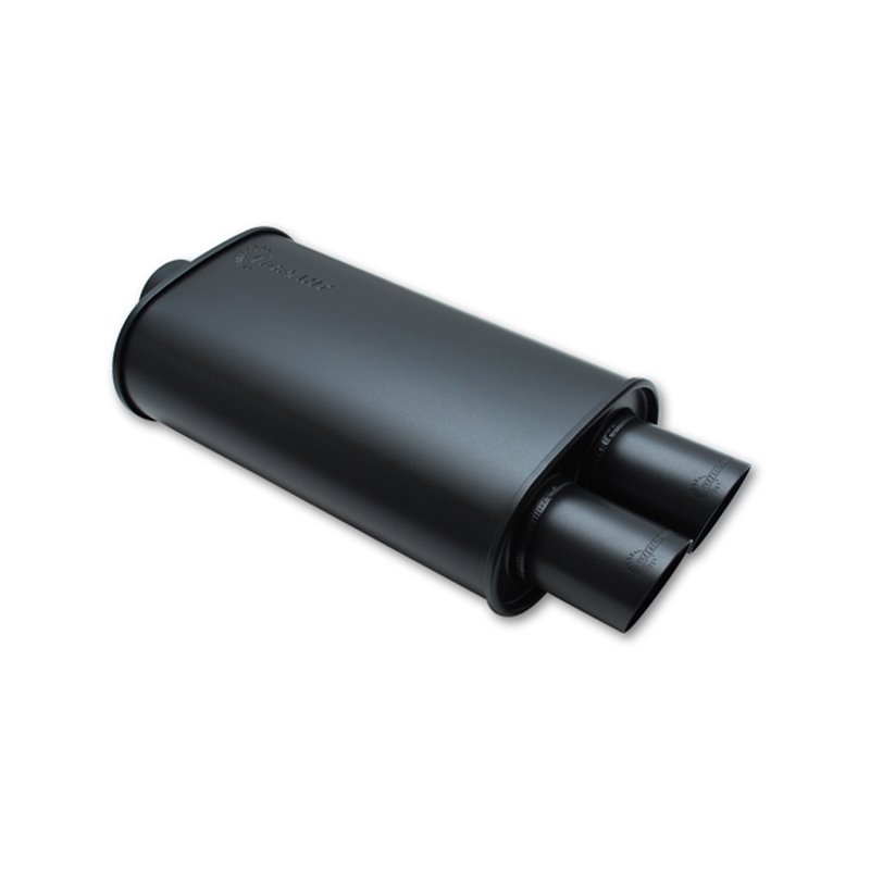 Vibrant Performance | STREETPOWER Flat Black Oval Muffler with Dual Tips Vibrant Performance Silencieux