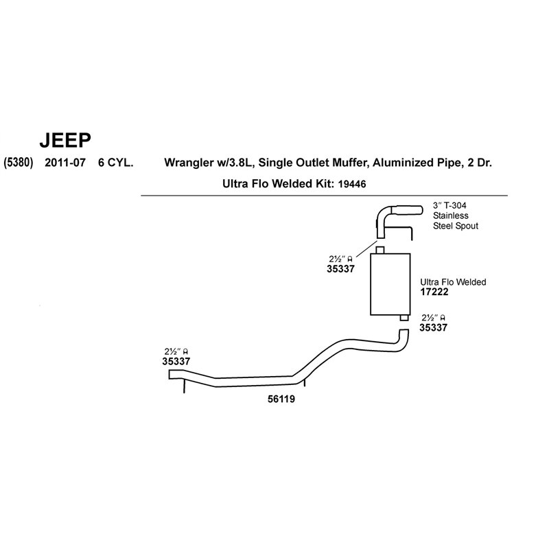 Dynomax | DynoMax Ultra-Flo Welded Muffler - Mustang / Wrangler (JK) 3.8L / 3.6L 1994-2018 Dynomax Silencieux