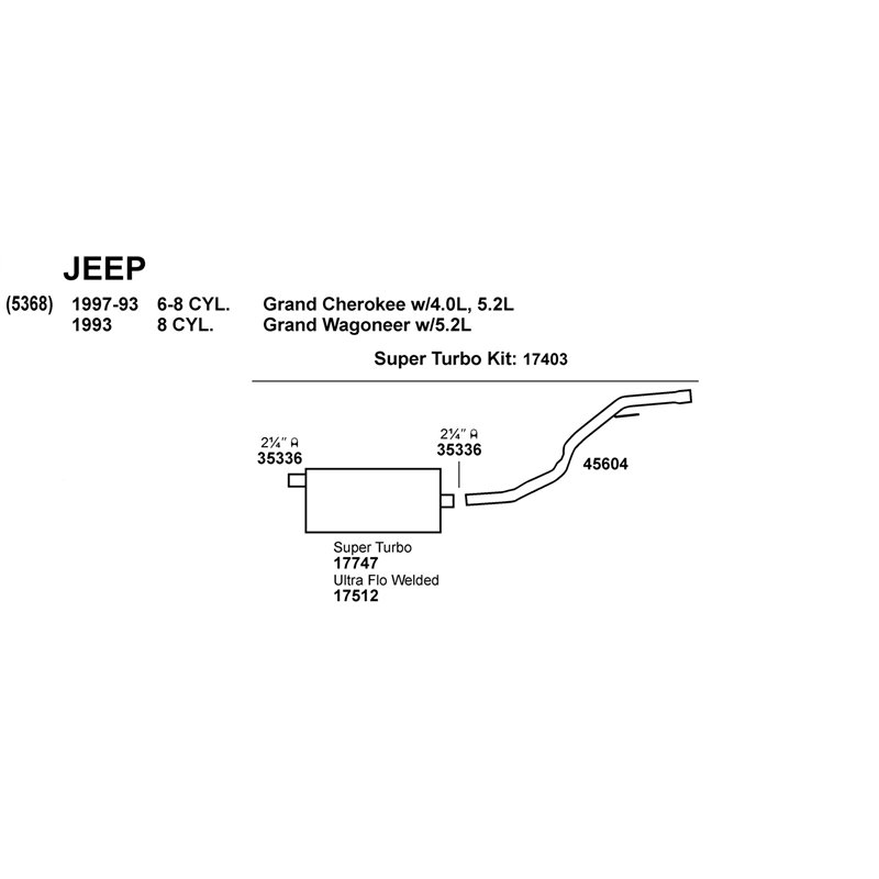 Dynomax | Super Turbo Exhaust System Kit - Grand Cherokee 4.0L / 5.2L 1993-1997 Dynomax Cat-Back Exhausts