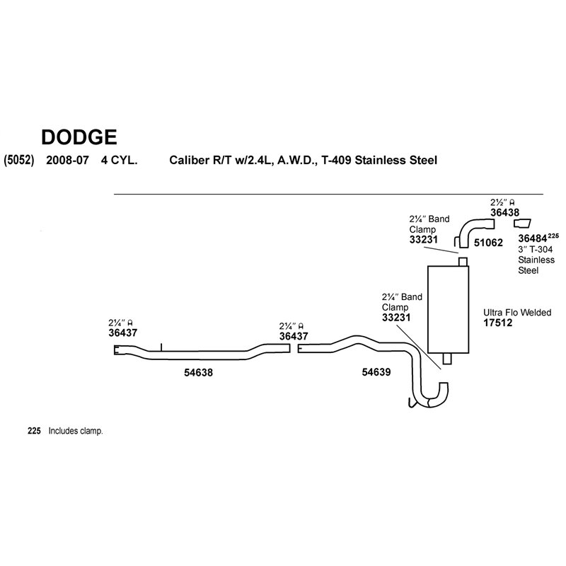 Dynomax | Hardware-Clamp 2 1/4in. Narrow Band-Stain. - Chevrolet / Chrysler / Dodge / Ford / Jeep 2005-2017 Dynomax Joints et...