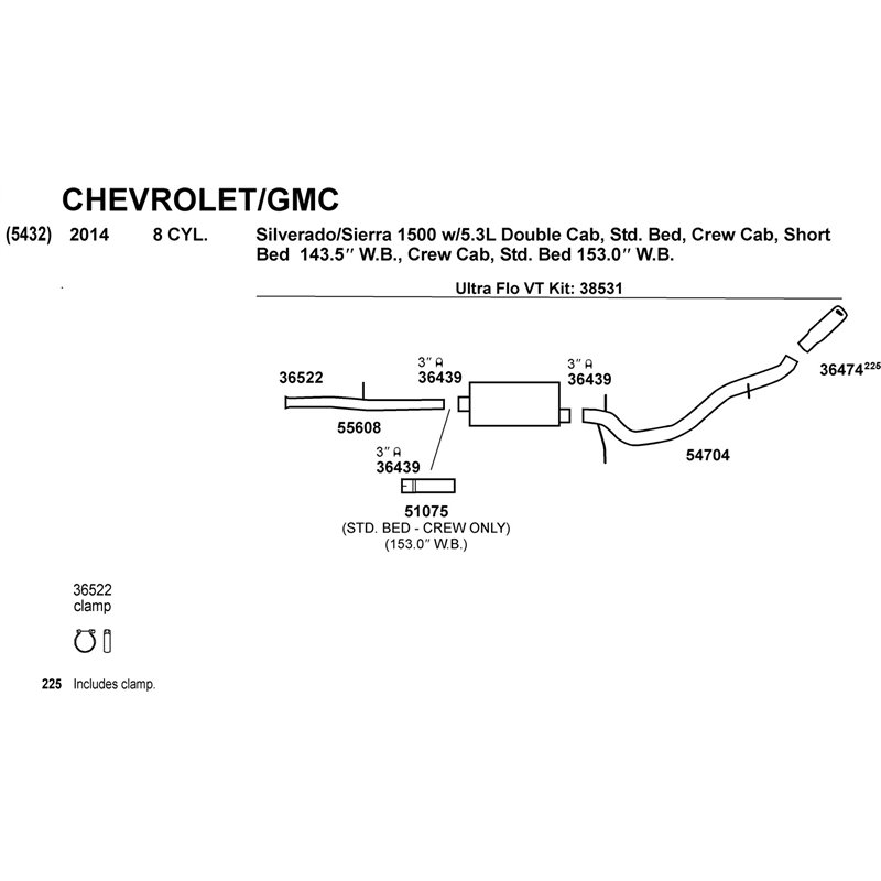 Dynomax | Exhaust Pipe - Silverado / Sierra 1500 4.3L / 5.3L 2014-2018 Dynomax Exhaust Pipes