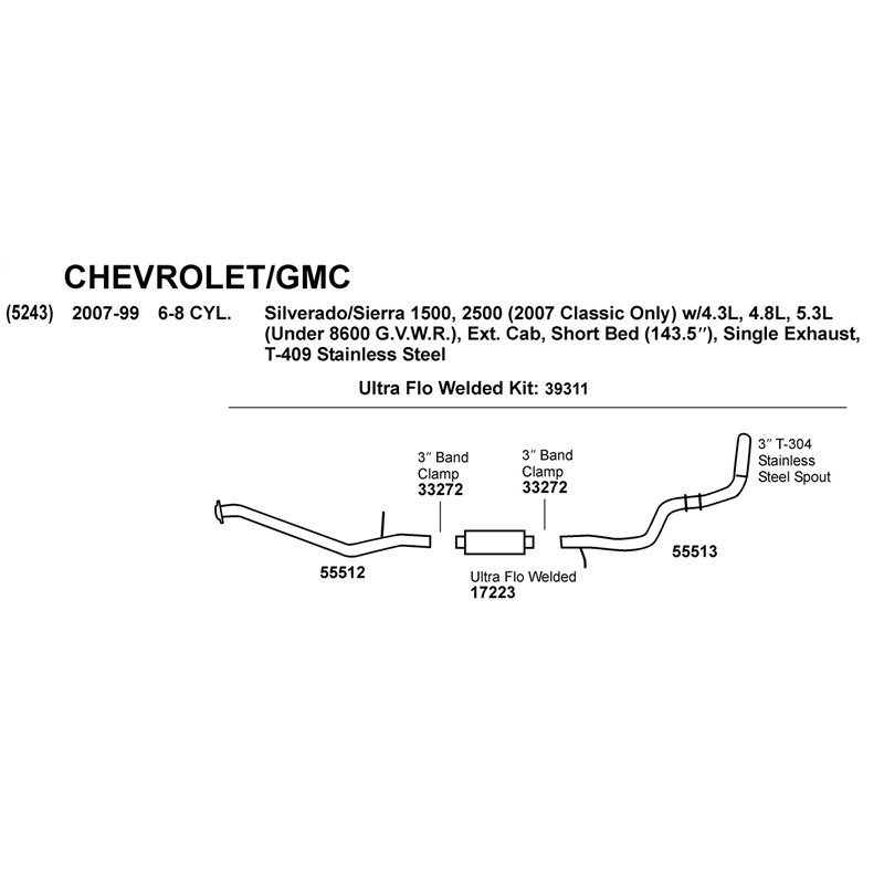 Dynomax | DynoMax Tail Pipe - Silverado 1500 / Silverado 1500 Classic / Sierra 1500 / Sierra 1500 Classic 2005-2007 Dynomax E...