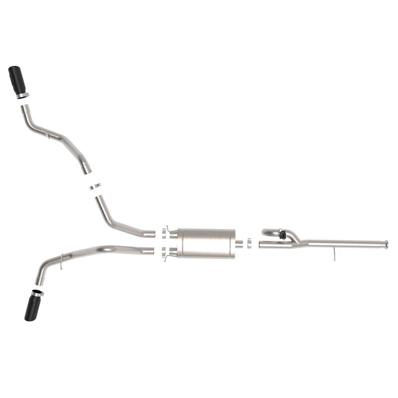 aFe Power | Gemini XV 3 IN 304 Stainless Steel Cat-Back Exhaust System w/Cut-Out Black - Silverado / Sierra 1500 / Limited 4....