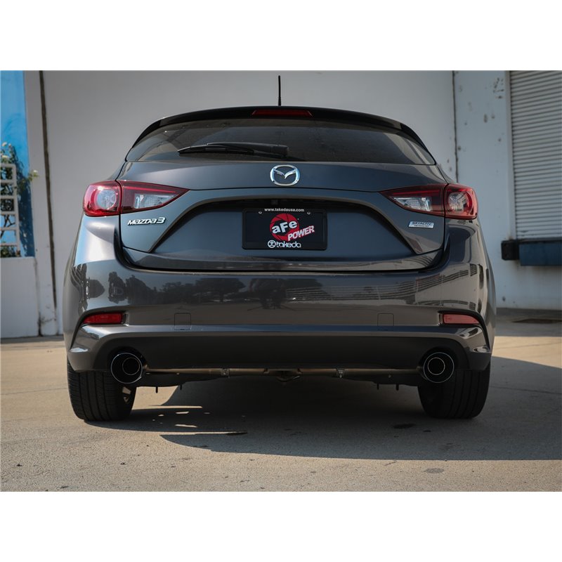 aFe Power | Axle-Back Exhaust System w/Blue Flame Tips - Mazda3 Hatch 2014-2018 aFe POWER Axle-Back Exhausts