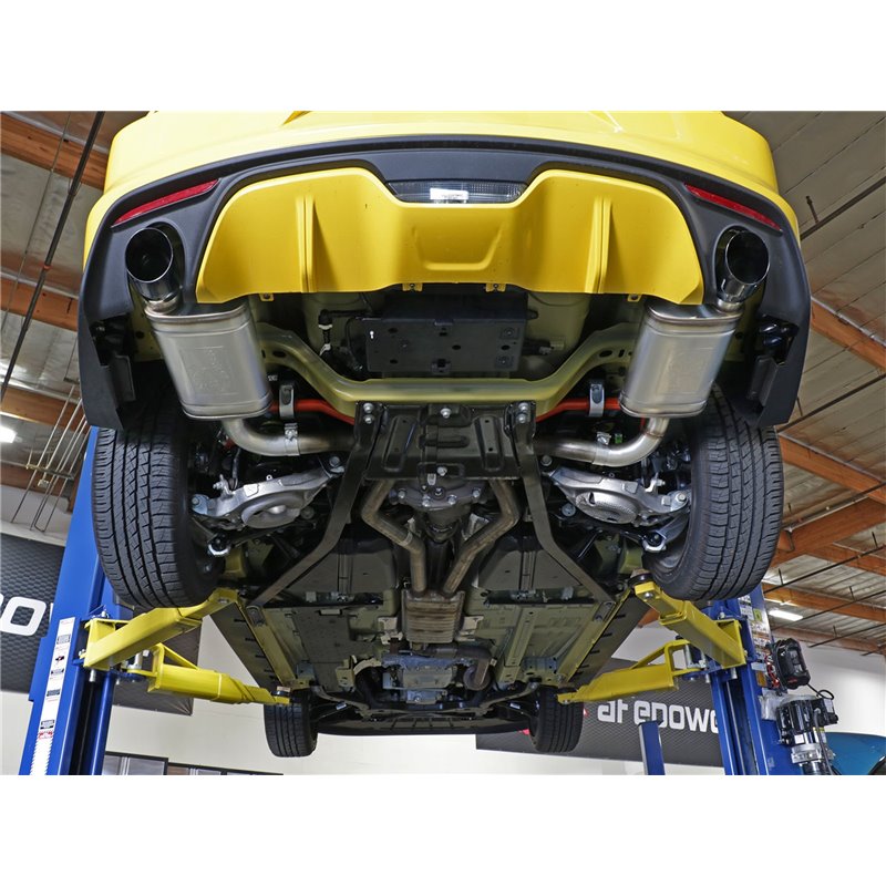 aFe POWER | MACH Force-Xp 2-1/2in 409 SS Axle-Back w/Black Tip - Mustang 2.3T / 3.7L 2015-2021