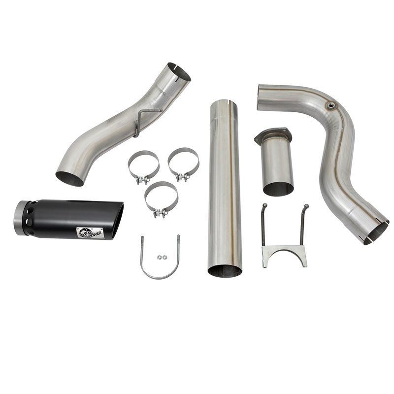 aFe POWER | Large Bore-HD 5in 409 SS DPF-Back w/Black Tip - F-250 / F-350 6.7L 2017-2021