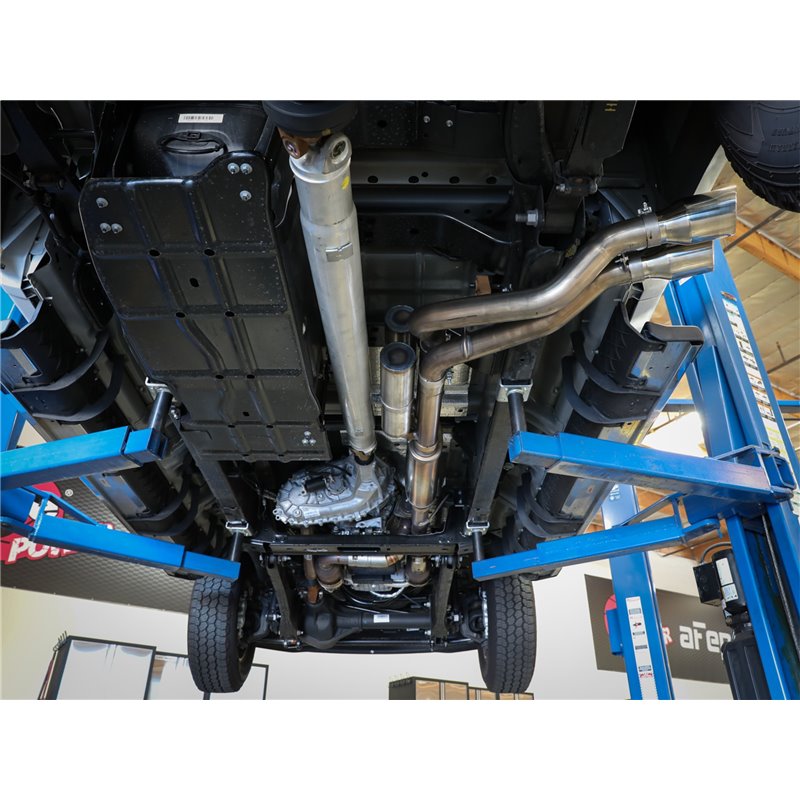 aFe Power | Rebel Series 3 IN 409 Stainless Steel Cat-Back Exhaust System w/Black Tip - F-250 / F-350 6.2L / 7.3L 2017-2022 a...
