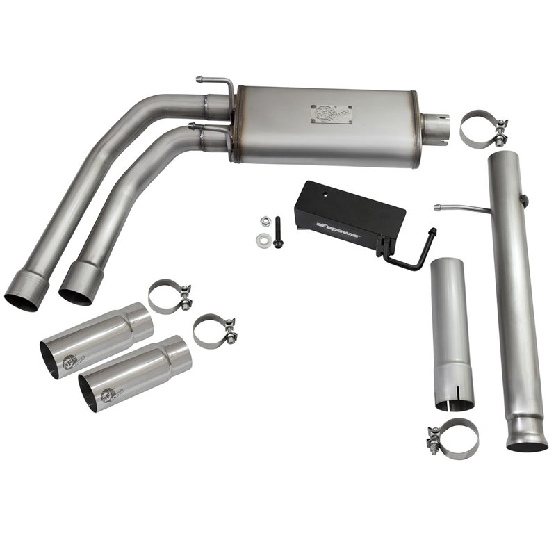 aFe Power | Rebel Series 3 IN to 2-1/2 IN 409 Stainless Steel Cat-Back Exhaust w/Polish Tip - Silverado / Sierra 1500 4.3L / ...