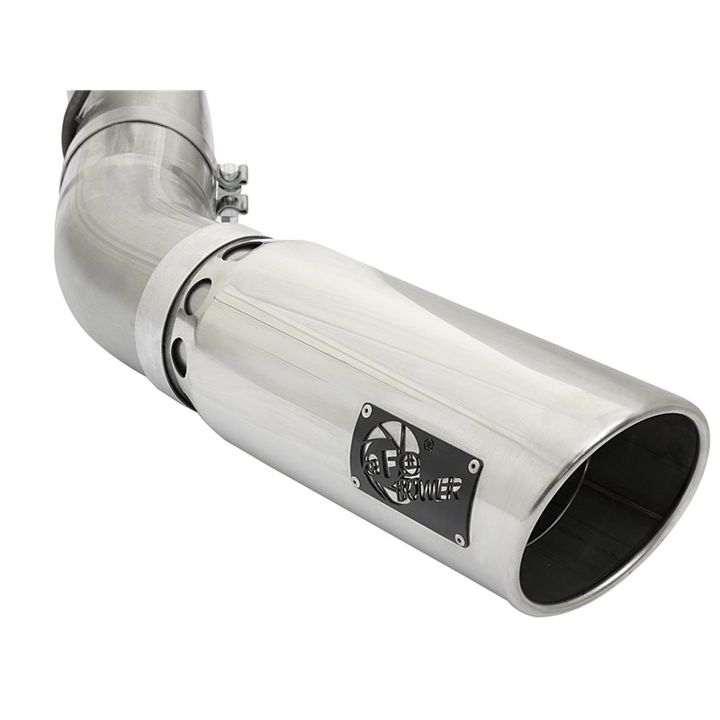 aFe POWER | Large Bore-HD 4in 409 SS DPF-Back w/Polished Tip - Silverado 2500 HD / Silverado 3500 HD / Sierra 2500 HD / Sierra 3