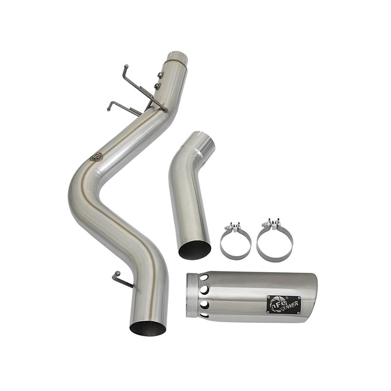aFe POWER | Large Bore-HD 4in 409 SS DPF-Back w/Polished Tip - Silverado 2500 HD / Silverado 3500 HD / Sierra 2500 HD / Sierra 3