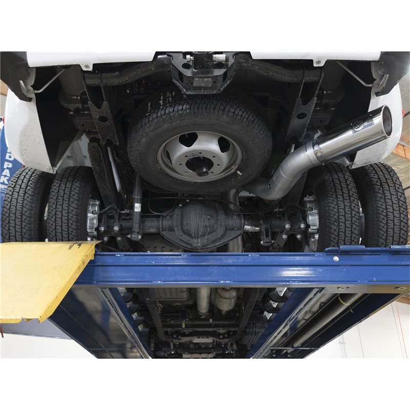 aFe POWER | Large Bore-HD 4in 409 SS DPF-Back w/Polished Tip - Silverado 2500 HD / Silverado 3500 HD / Sierra 2500 HD / Sierra 3