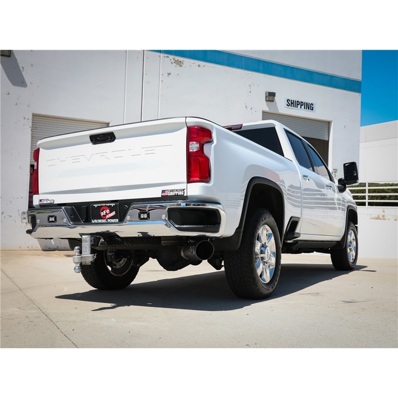 aFe Power | Large Bore-HD 5 IN 409 Stainless Steel DPF-Back Exhaust System w/Black Tip - Silverado / Sierra 2500 HD / 3500 HD...