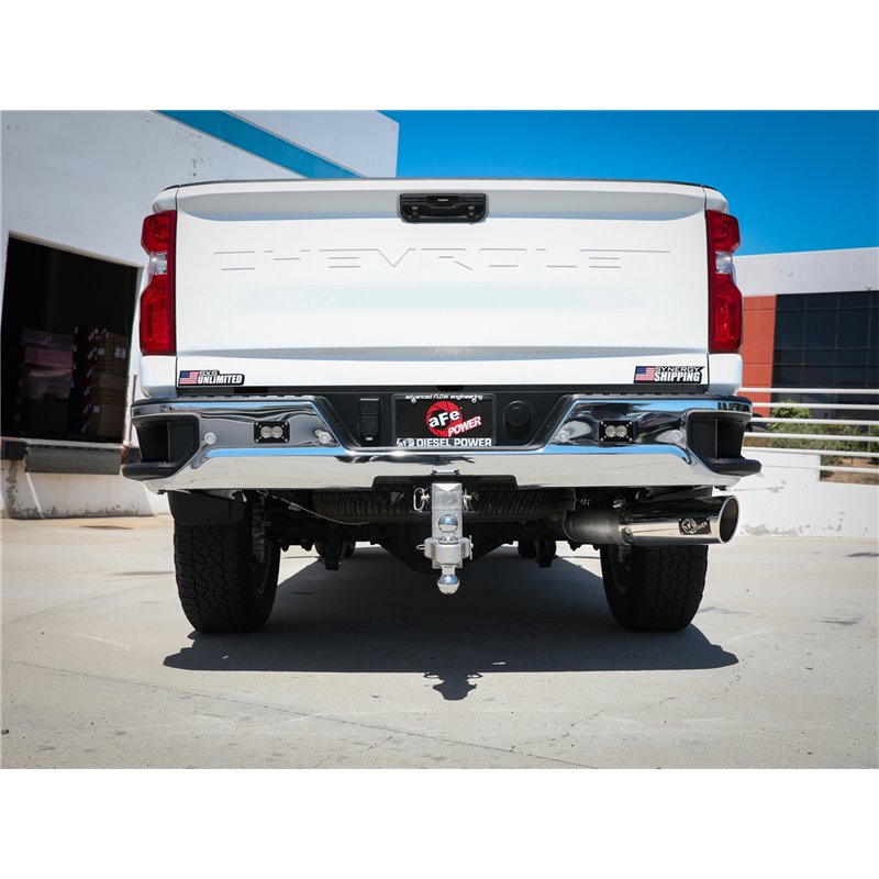 aFe Power | Large Bore-HD 5 IN 409 Stainless Steel DPF-Back Exhaust System w/Polished Tip - Silverado / Sierra 2500 HD / 3500...