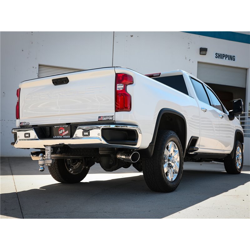 aFe Power | Large Bore-HD 4 IN 409 Stainless Steel DPF-Back Exhaust System w/Polished Tip - Silverado / Sierra 2500 HD / 3500...