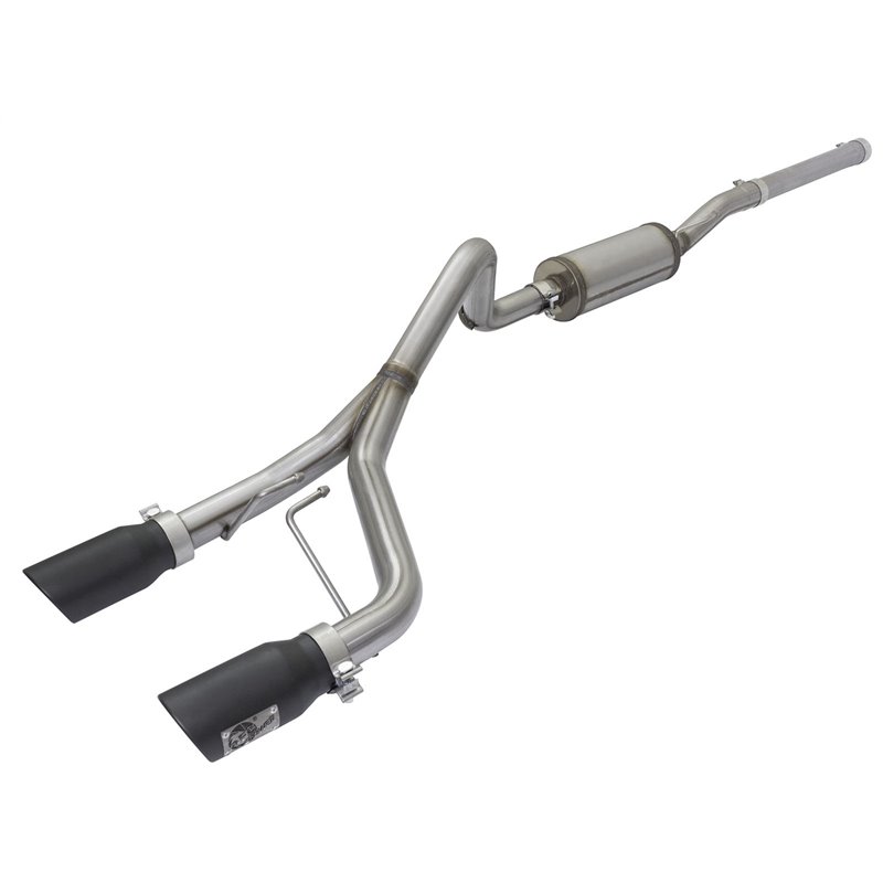 aFe Power | Rebel Series 2-1/2 IN 409 Stainless Steel Cat-Back Exhaust System w/Black Tip - Wrangler (JK) / Wrangler (JL) 3.6...