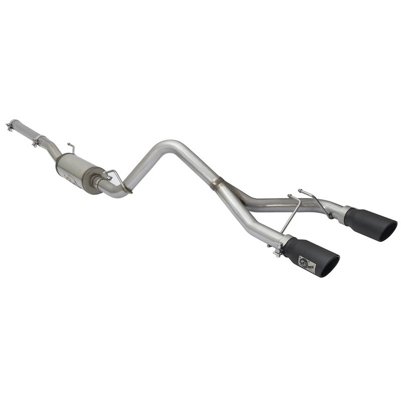 aFe Power | Rebel Series 2-1/2 IN 409 Stainless Steel Cat-Back Exhaust System w/Black Tip - Wrangler (JK) / Wrangler (JL) 3.6...