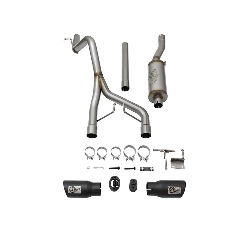 aFe Power | Rebel Series 2-1/2 IN 409 Stainless Steel Cat-Back Exhaust System w/Black Tip - Wrangler (JK) / Wrangler (JL) 3.6...