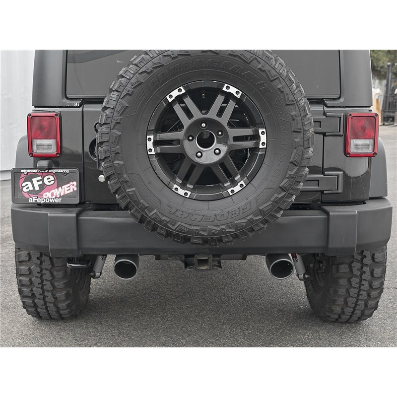 aFe Power | Rebel Series 2-1/2 IN 409 Stainless Steel Axle-Back Exhaust System w/Black Tips - Wrangler (JK) / Wrangler (JL) 3...