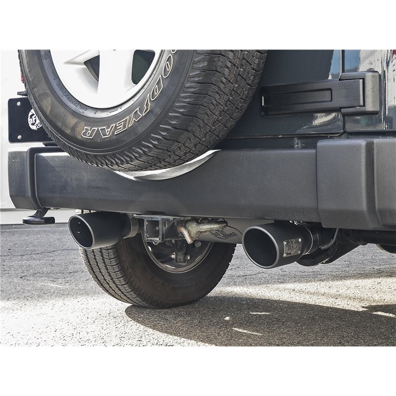 aFe POWER | Rebel Series 2-1/2in 409 SS Axle-Back w/Black Tips - Wrangler (JK) 3.6L / 3.8L 2007-2018
