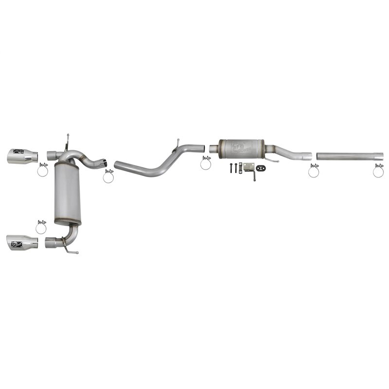 aFe Power | Rebel Series 2-1/2 IN 409 Stainless Steel Cat-Back Exhaust w/Polished Tips - Wrangler (JK) / Wrangler (JL) 3.6L /...