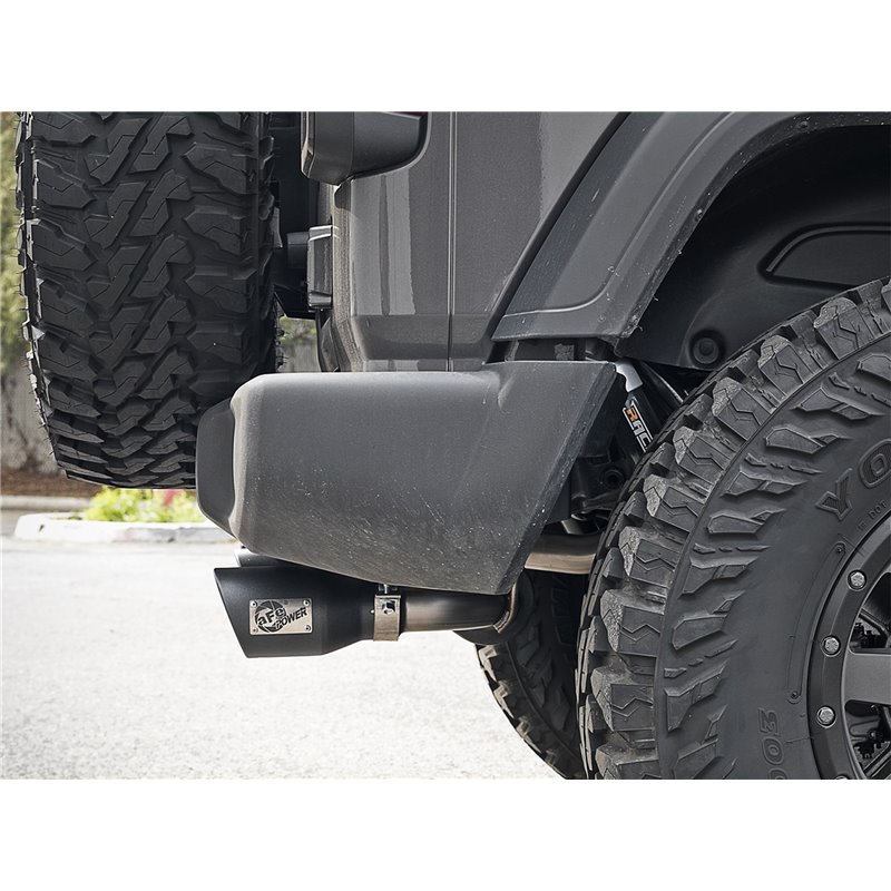 aFe Power | Rebel Series 2-1/2 IN 409 Stainless Steel Axle-Back Exhaust System w/Black Tips - Wrangler (JL) 2.0T / 3.6L 2018-...