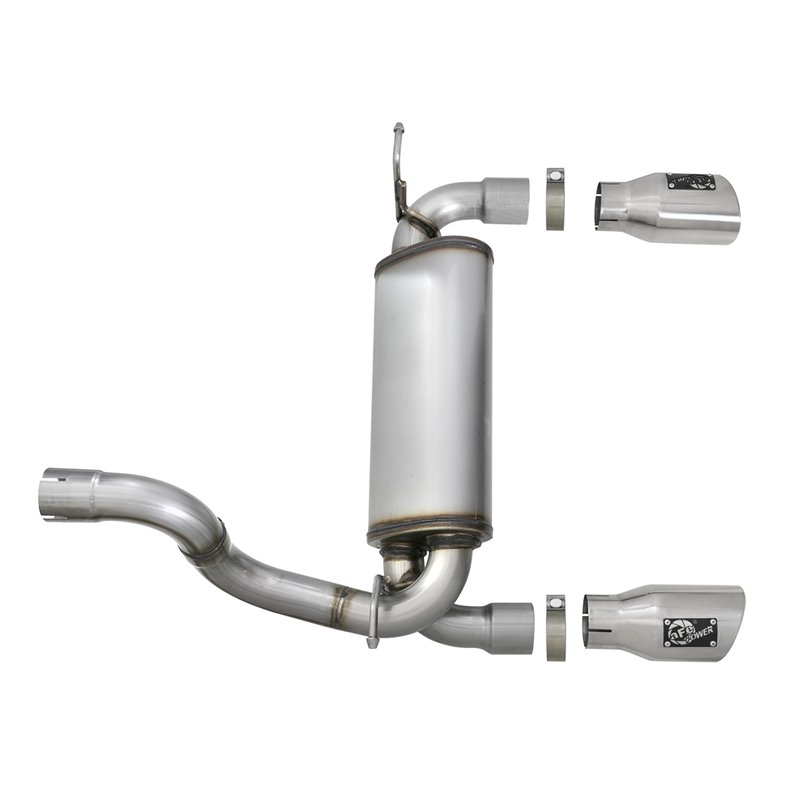 aFe Power | Rebel Series 2-1/2 IN 409 Stainless Steel Axle-Back Exhaust w/Polished Tips - Wrangler (4xe) / Wrangler (JL) 2.0T...