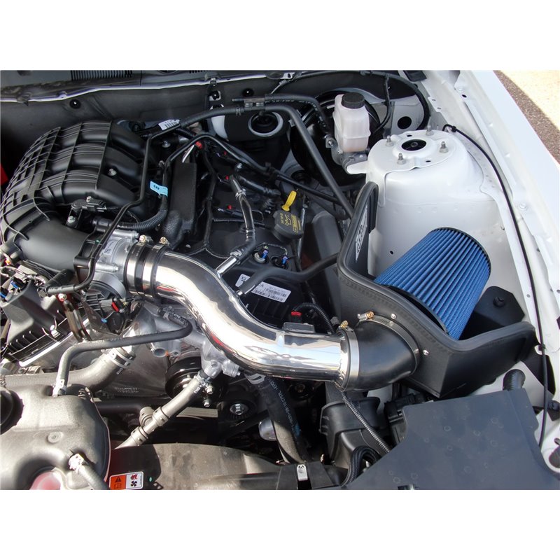 aFe POWER | Magnum FORCE Stage-2 Cold Air Intake w/Pro 5R Polished - Mustang Base / Boss 302 3.7L / 5.0L 2011-2014