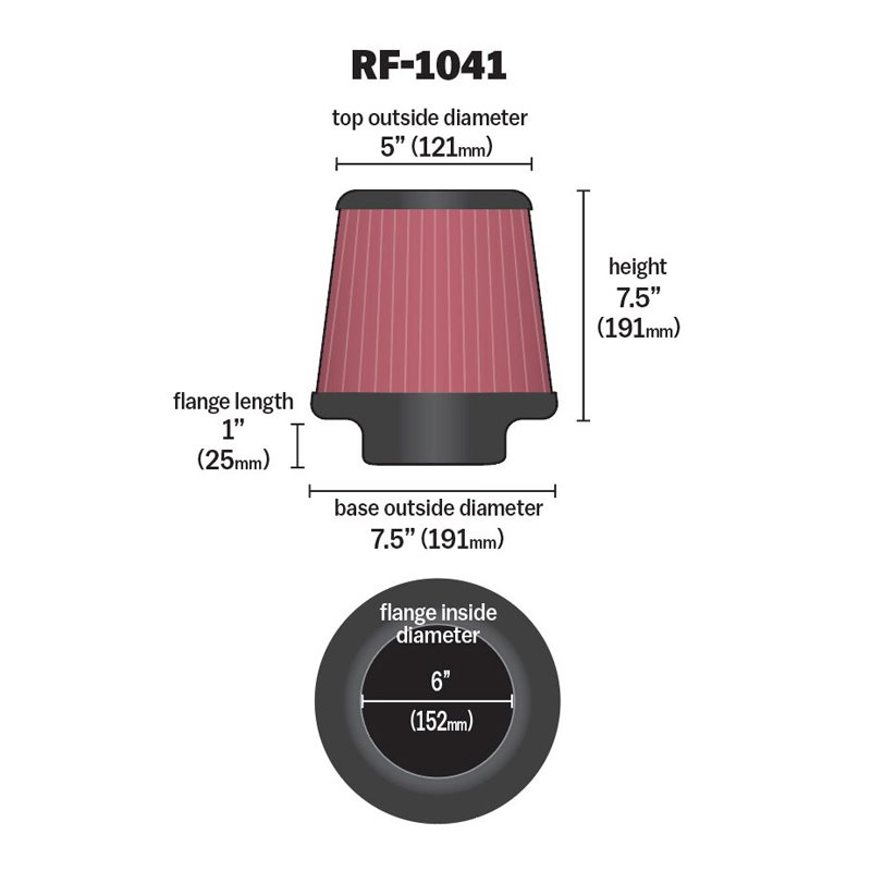 K&N | Universal Clamp-On Air Filter - Cadillac / Chevrolet / Dodge / Ford 1999-2019