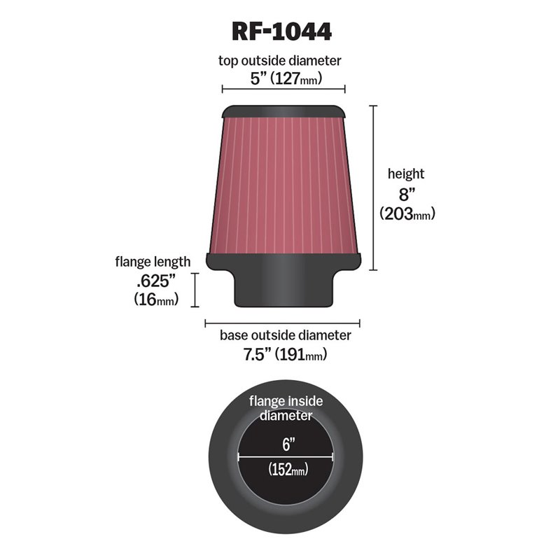 K&N | Universal Clamp-On Air Filter - Dodge / Ford / Infiniti / Nissan / Toyota 2000-2019