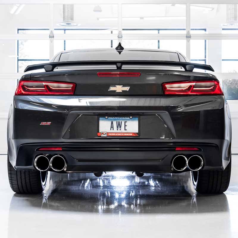 AWE Tuning | Track Cat-Back Exhaust Quad Chrome Tips - Camaro SS / ZL1 6.2L 2016-2022