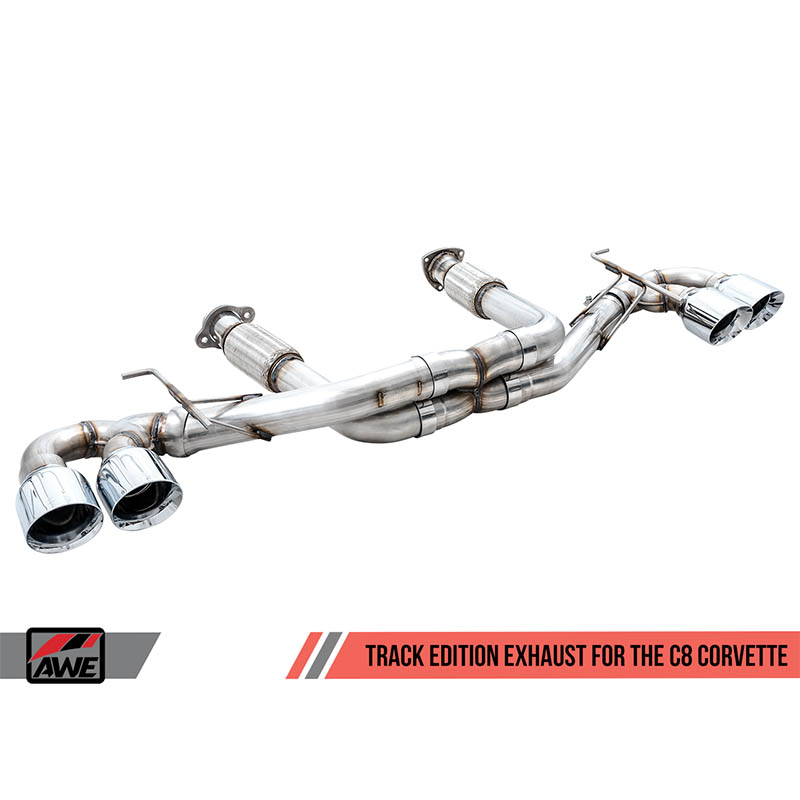 AWE Tuning | Track Cat-Back Exhaust Black Tips - Corvette C8 6.2L 2020-2022