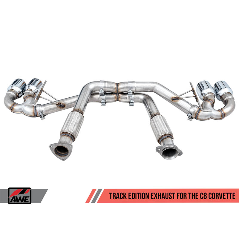 AWE Tuning | Track Cat-Back Exhaust Black Tips - Corvette C8 6.2L 2020-2022